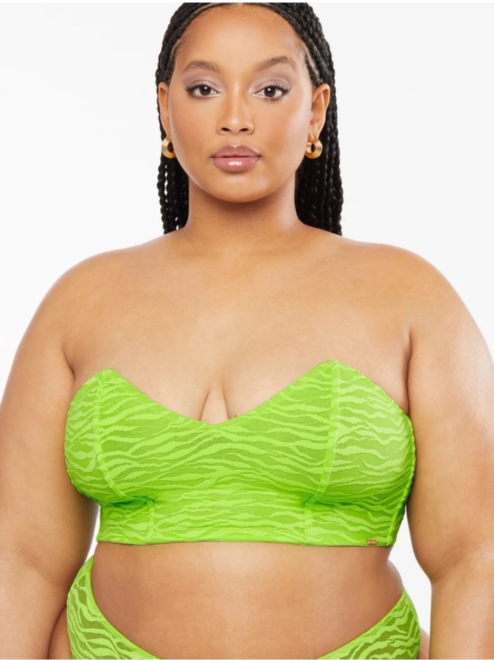 NWT Savage X Fenty Plus Size SAll Over Me Lace Bandeau Bralette in Green Tea 3X